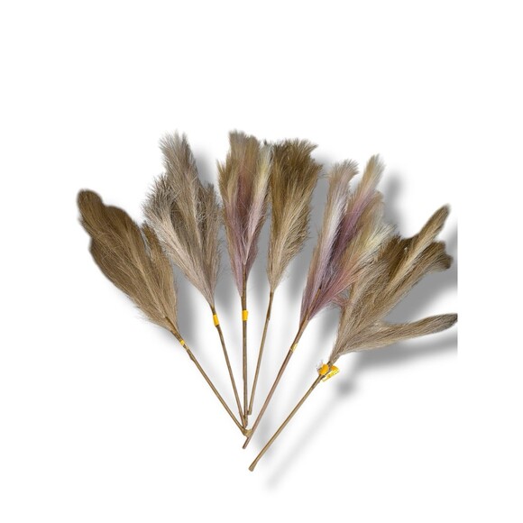 Faux Pampas Grass Fluffy Artificial Tall Stems Beige Boho 6 pcs 22 inches - Picture 2 of 16